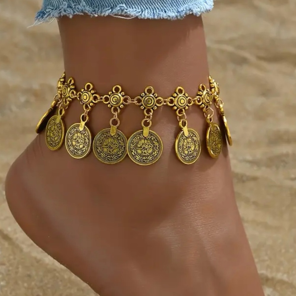 GOLD COIN ANKLET OR BRACELET-NEW